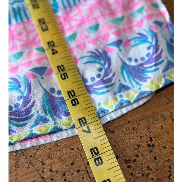 Womens Lilly Pulitzer Ocean Cove 100% Linen Tunic Blouse Top Blue Pink Size XS - Picture 13 of 13